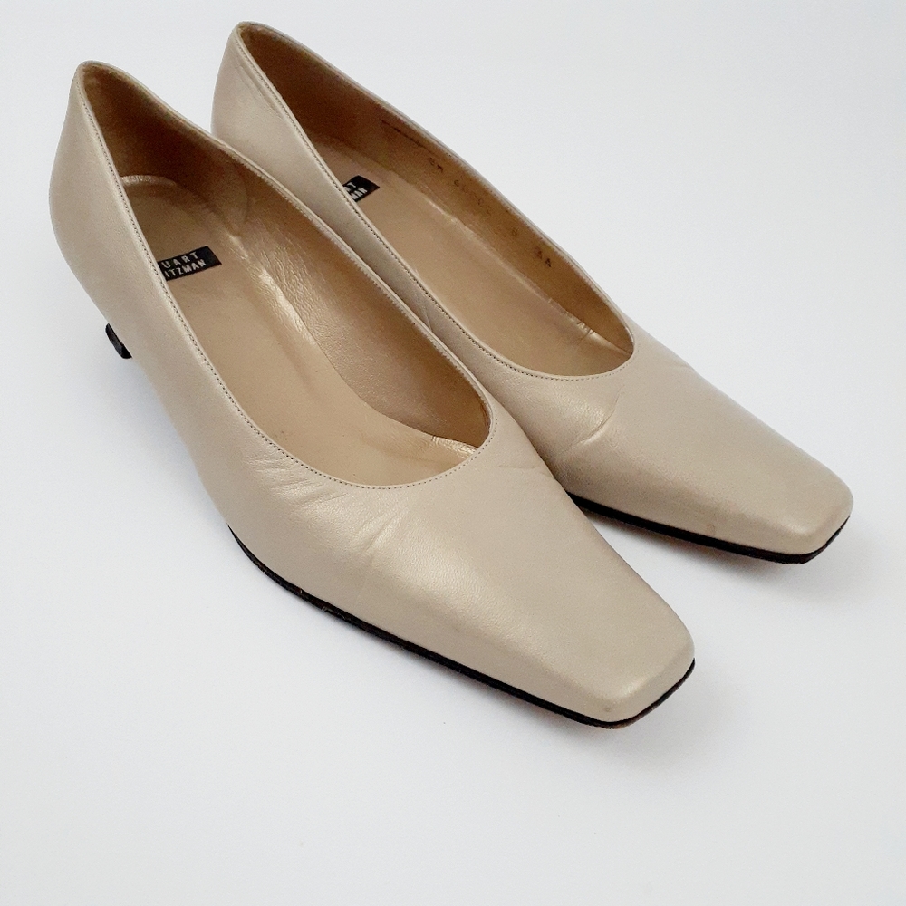 Stuart Weitzman Nude Square Toe Heels Size 8